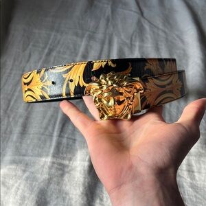 Versace Medusa Black and Gold Reversible belt